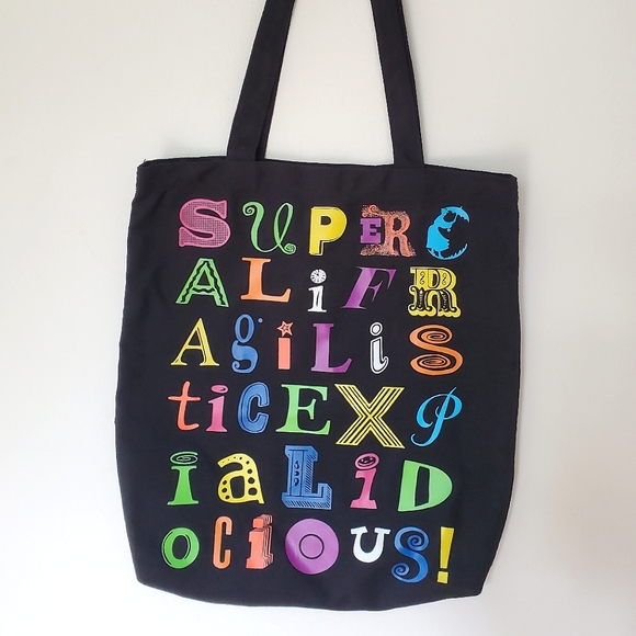 Mary Poppins Broadway Supercalifragilisticexpialidocious Black Tote Bag - Picture 2 of 7